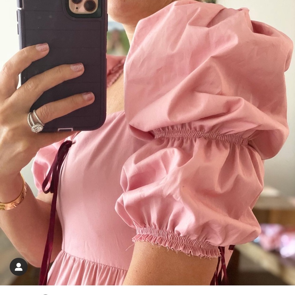 Pink puff shoulder dress-matching daughter dress avail in separate listing - Picture 11 of 12